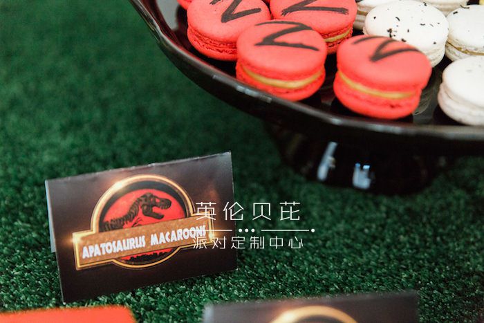 Macarons from a Jurassic Park Dinosaur Birthday Party via Kara