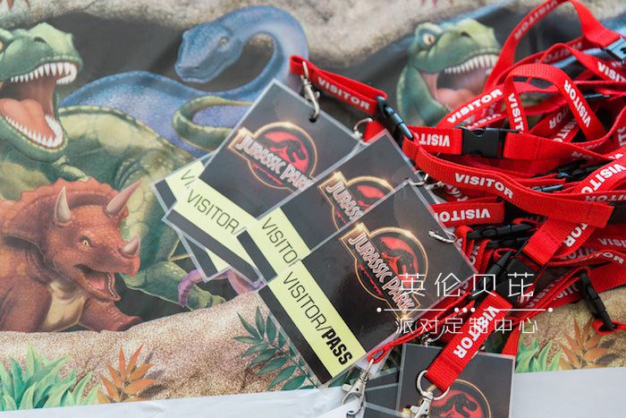 Jurassic Park Visitor Passes from a Jurassic Park Dinosaur Birthday Party via Kara
