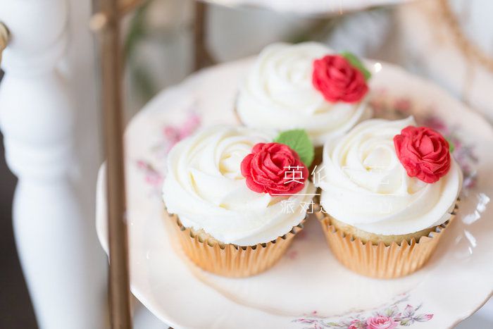 Enchanted Rose Cupcakes from a Beauty and the Beast Inspired Wedding on Kara