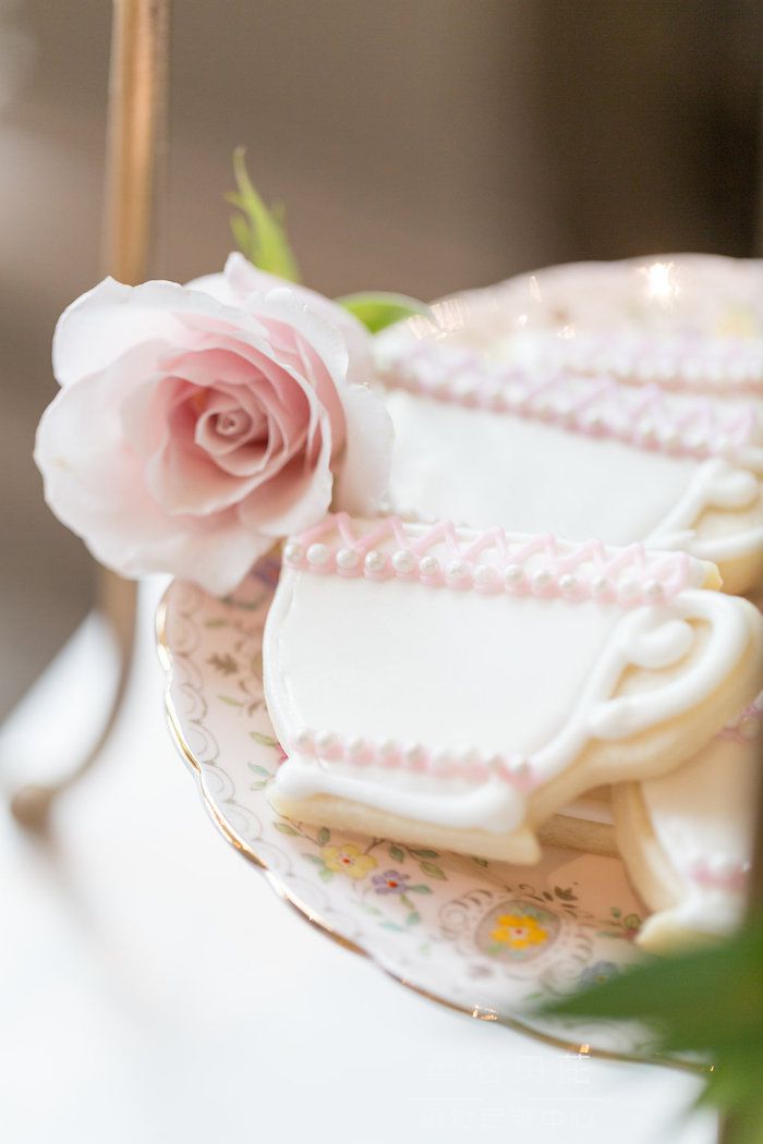 Tea cup cookies from a Beauty and the Beast Inspired Wedding on Kara