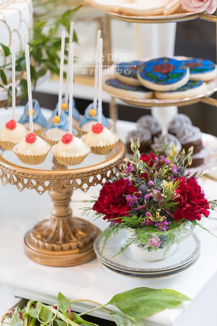 Sweet table detail from a Beauty and the Beast Inspired Wedding on Kara