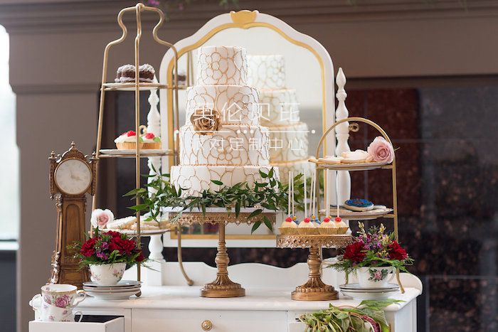 Sweet table from a Beauty and the Beast Inspired Wedding on Kara