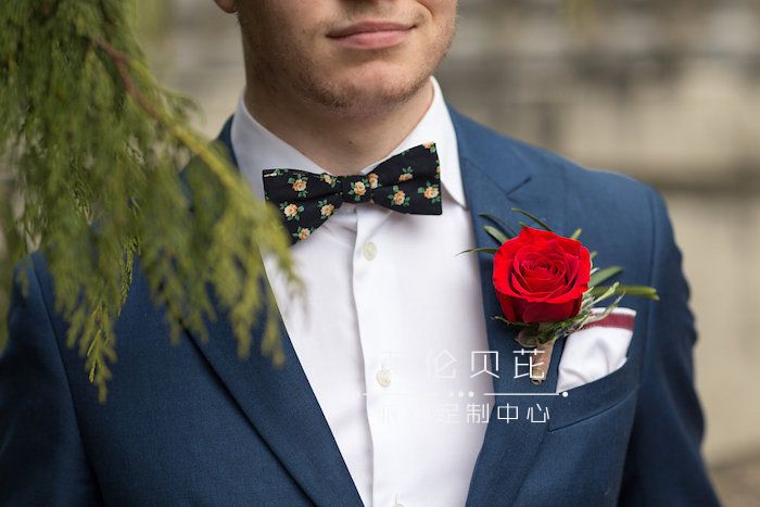 Rose printed bow tie from a Beauty and the Beast Inspired Wedding on Kara