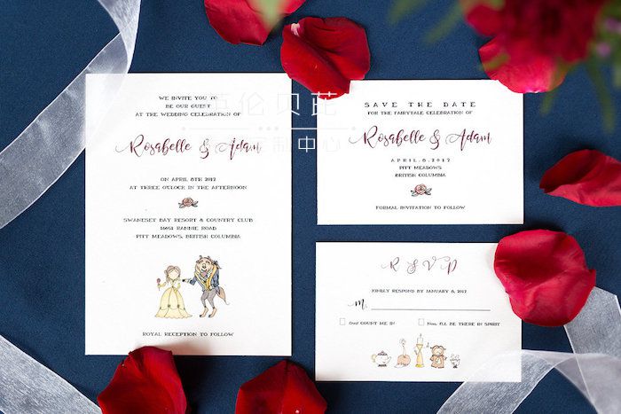Invitations from a Beauty and the Beast Inspired Wedding on Kara