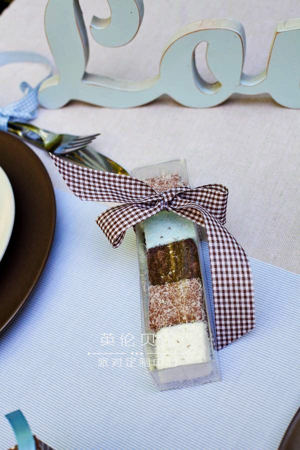 Baby Shower Dessert Favors with Brown Gingham Bow