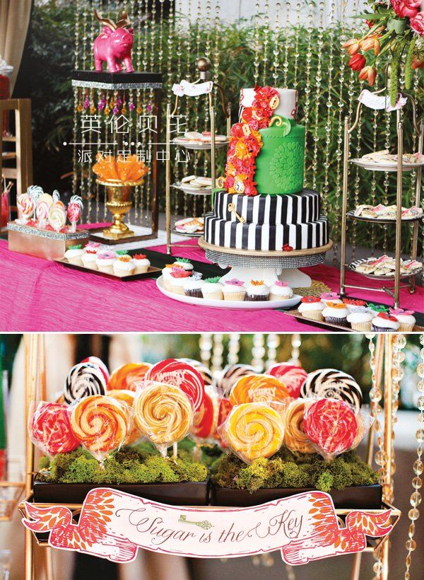 仙境甜点桌和糖果站主题派对