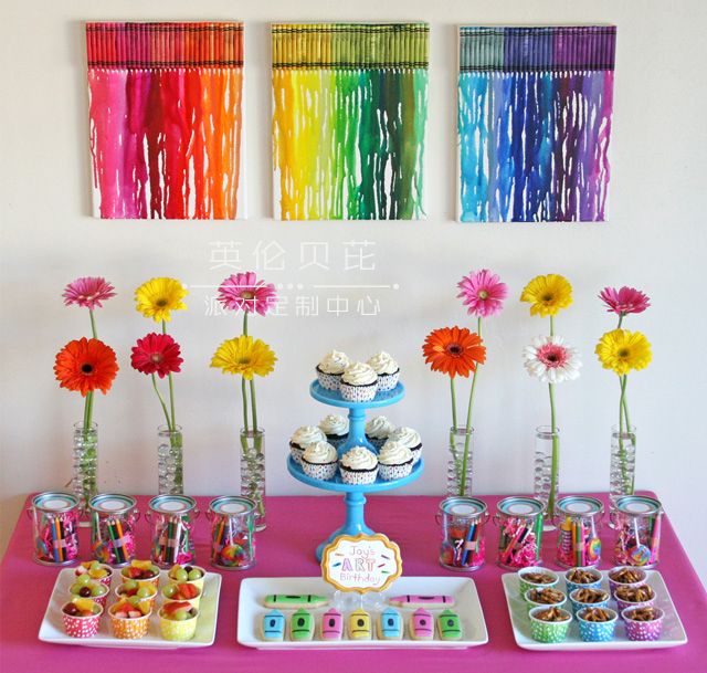 彩虹派对甜品桌布置